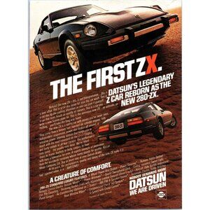 1979 Datsun 280-ZX 280ZX Nissan Z Sports Car Vintage Print Ad Black Wall Art 70s